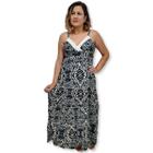 Vestido Longo Indiano alça Crepe Estampado Boho Luxo 23167