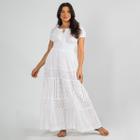 Vestido Longo Indiano Lese Ciganinha Cordão Branco Lastex