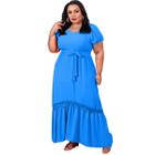 Vestido Kaftan Blue longa moda Boho Hippie plus size