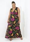 Vestido Longo Plus Size Transpassado Estampado 44 ao 62