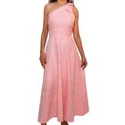 Vestido Longo Rosa Feminino Amarração Ombro de Lese