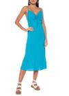 Vestido Longuete Crepe Busto Franzido Azul Dress To 01.33.1537