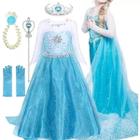 Vestido Mais Acessórios Princesa Encantador Elsa Fronzen Infantil Para Festas Temáticas Brincadeiras