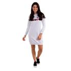 Vestido Manga Longa Feminino Moletom Inverno Branco Diadora