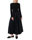 Vestido maxi SHBECYDE com gola de barco, manga comprida, cintura caída, preto