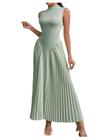 Vestido maxi SOLY HUX sem mangas A Line, gola simulada, verde, XS, feminino