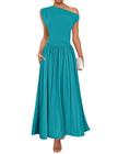 Vestido maxi ZESICA Summer 2025 One Shoulder Teal para mulheres