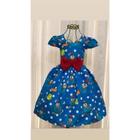 Vestido Menina Elegante Temático Galinha Pintadinha Azul