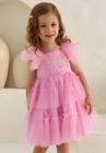 Vestido Menina Festa Tule Rosa Petit Cherie