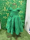 Vestido Menina Infantil Elegante Liso Fosco Verde