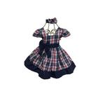 Vestido Menina Infantil Elegante Xadrez Azul RF05