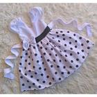 Vestido Menina Infantil Simples Branco com Bolinhas Pretas