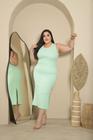 Vestido Mid Plus Size canelado com elastano