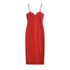 Vestido Midi Feminino Vermelho - Zíper Fino, Elegante e Sexy para Festa de Natal