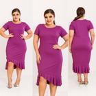 Vestido MIDI MODAL COM BABADO TAMANHO UNICO 44 AO 50 Tifany Plus Size