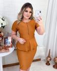 Vestido Midi Peplum Zíper Moda Feminina Evangélica