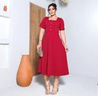 Vestido Midi Plus Size Elisângela Moda Evangélica Feminina