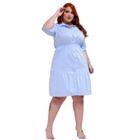 Vestido Midi Tricoline Lastex Forrado 100% Algodão c/ Abertura com Botões Plus Size