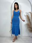 Vestido Midi Tricot Babado Elegante Sofisticado com forro