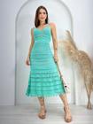 Vestido Midi Tricot Babado Elegante Sofisticado com forro