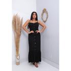 Vestido midi viscolinho com botões na frente