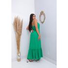 Vestido midi viscolinho com botões na frente