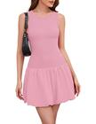 Vestido MISSACTIVER Summer Bubble Tank sem mangas rosa para mulheres