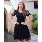 Vestido Moda Evangélica Social Cinto Midi Rodado Godê Prinçesa Manga Curta