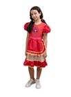 Vestido Moda Junina Infantil Boneca Vermelho Arraiá Caipira