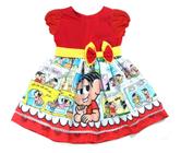 Vestido Monica Gibi Com manga festa Infantil