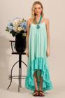 Vestido Mullet de Alças com Babado Broderie Verde Menta Yacamim
