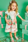 Vestido Natalino Infantil Bebê Kukiê com Strass Verão Manga Curta Estampado Natal 2024 Menina 68891