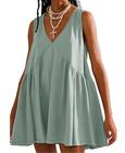 Vestido OPCAKM com decote em V sem mangas Mini Loose Summer Teal-L