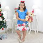 Vestido Papai Noel Trapézio Azul e Urso de Pelúcia