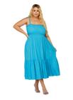 Vestido plus size azul alça e lastex gg ao g2/54