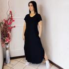 Vestido Plus Size Camisetão Longo Maxi Soltinho Preto