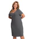 Vestido Plus Size Canelado Secret Glam Cinza