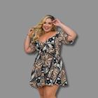 Vestido Plus Size Estampado Decote Coração 0598