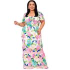 Vestido Plus Size Estampado Inspiração Floral Veste 50 Verão