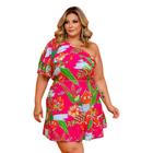 Vestido Plus Size Feminino Estampado Manga Nula 0424