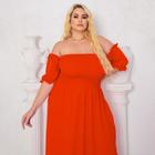 Vestido Plus Size Longo Manga Curta Princesa Ombro A Ombro Ajustável Ao Corpo G GG G1 G2