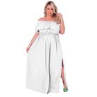 Vestido Plus Size Longo Moda Feminina Plus Size Roupas Femininas - Moda Gestante Vestido para Grávida Ombro A Ombro Com Elástico