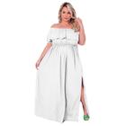 Vestido Plus Size Longo Moda Feminina Plus Size Roupas Femininas - Moda Gestante Vestido para Grávida Ombro A Ombro Com Elástico