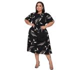 Vestido Plus Size Midi Liso Manga Curta Veste até 52