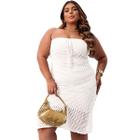 Vestido Plus Size Tricot Midi com Forro sem alça