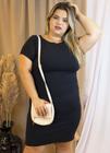 Vestido Plus Size Viscolycra Preto Curto de Manga