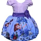 FANTASIA VESTIDO LILAS BOLINHA BABADOS PRINCESA SOFIA LUXO