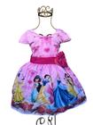 Vestido Princesas  Luxo Temático Infantil Com Saiote Tule