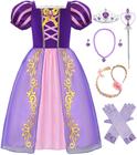 Vestido Princess Aoiviss Purple para meninas de 3 a 12 anos e acessórios