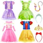 Vestido Princess Meland para meninas com brinquedos de princesa de 3 a 8 anos